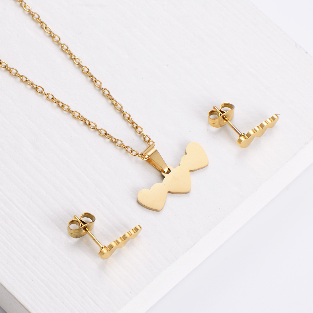 Fashion Heart Shape Stainless Steel Polishing Plating Women's Earrings Necklace 3 Piece Set display picture 5