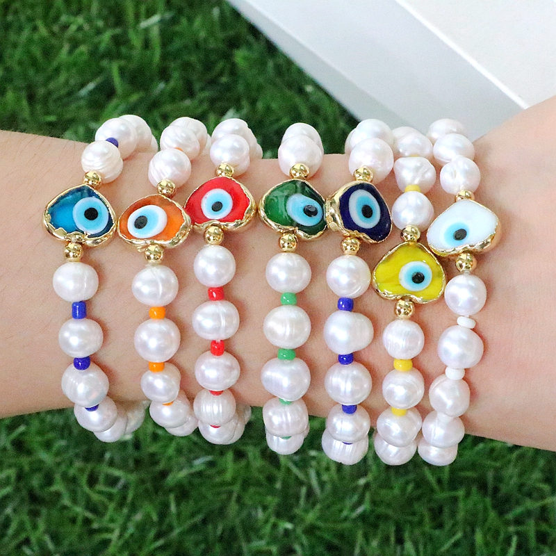 Bohémien Forme De Cœur Œil Perle Artificielle Bracelets Irrégulière Perlé Perle Perle Bracelets 1 Pièce display picture 3