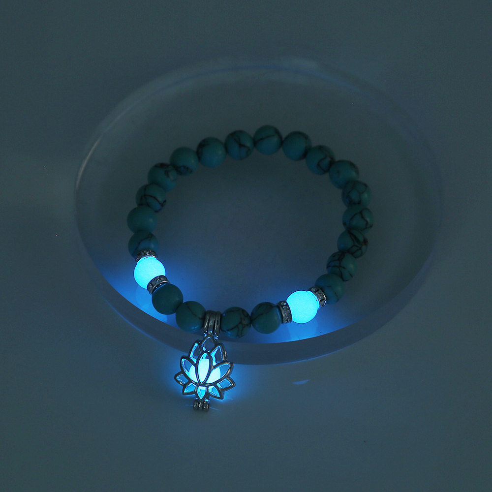 Hip-hop Lotus Alloy Beaded Luminous Inlay Zircon Bracelets display picture 4