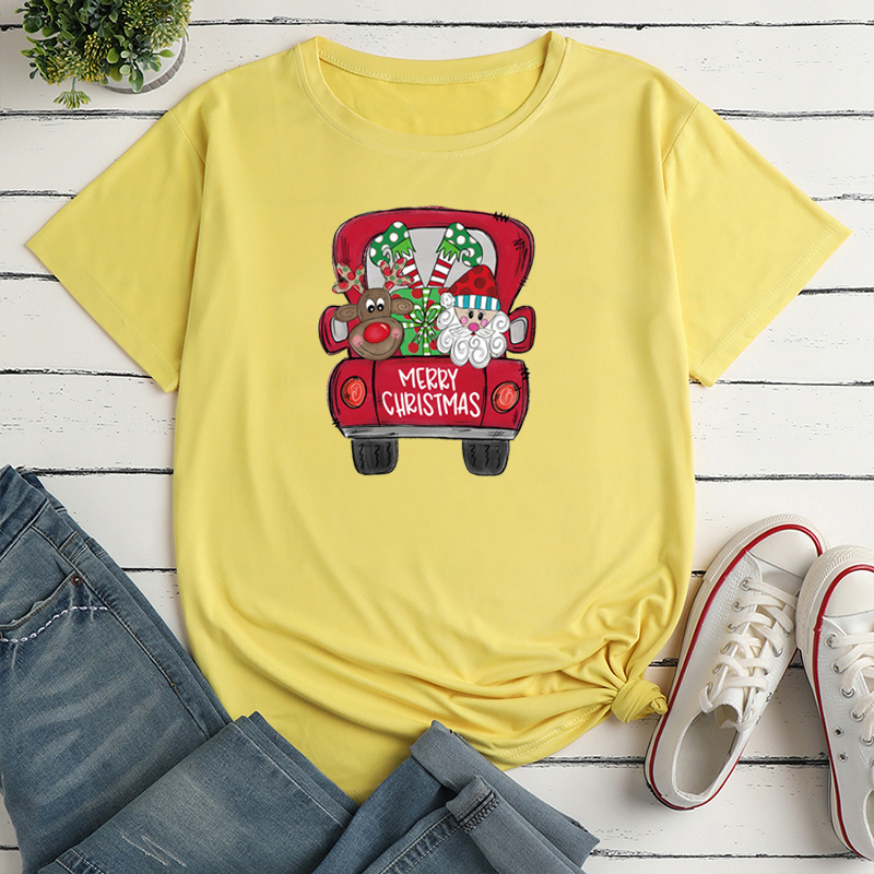 Simple Style Santa Claus Car Polyester Round Neck Short Sleeve Regular Sleeve Printing T-shirt display picture 2