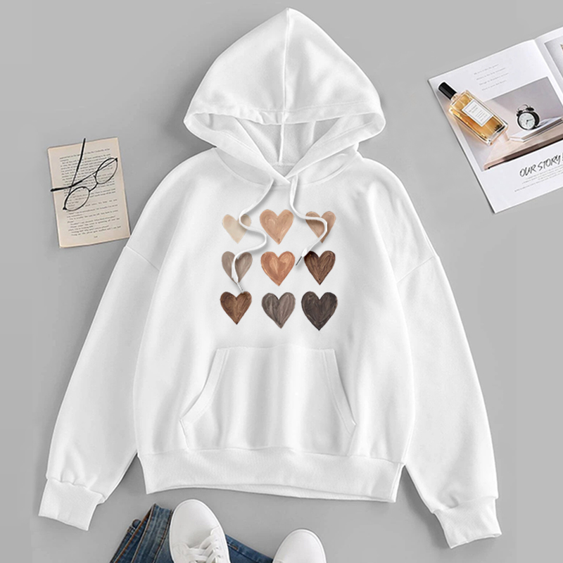 Romantic Heart Shape Polyester Hooded Long Sleeve Regular Sleeve Printing Pocket Hoodie display picture 2