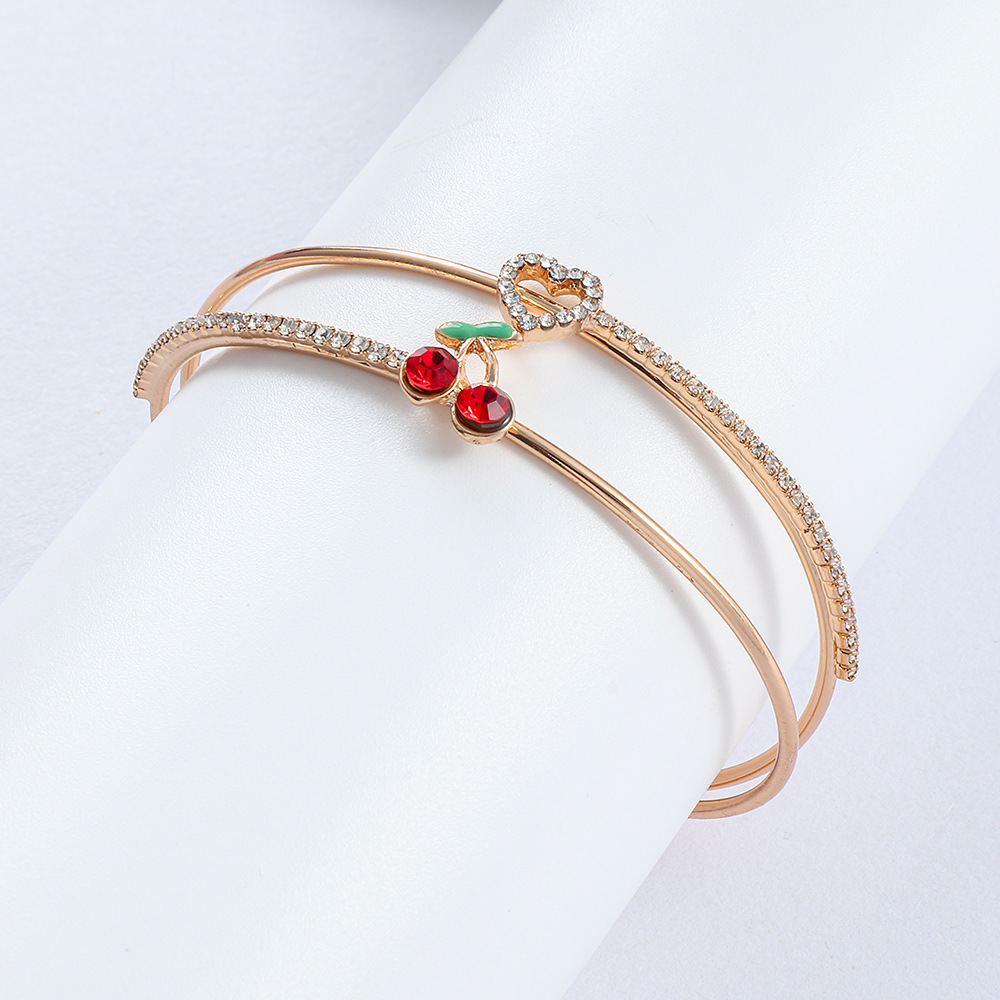 Fashion Cherry Heart Shape Snake Metal Plating Artificial Gemstones Zircon Women's Bangle 1 Piece display picture 10