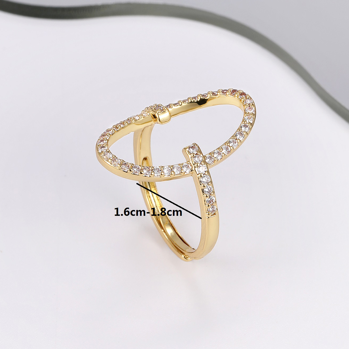 Fashion Oval Copper Open Ring Gold Plated Zircon Copper Rings 1 Piece display picture 4