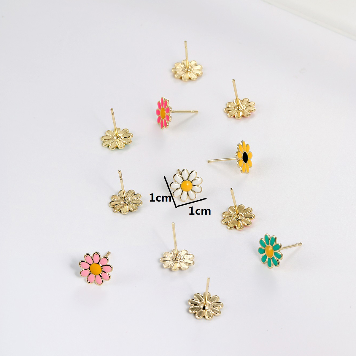 Fashion Flower Copper Enamel Plating Ear Studs 6 Pairs display picture 4