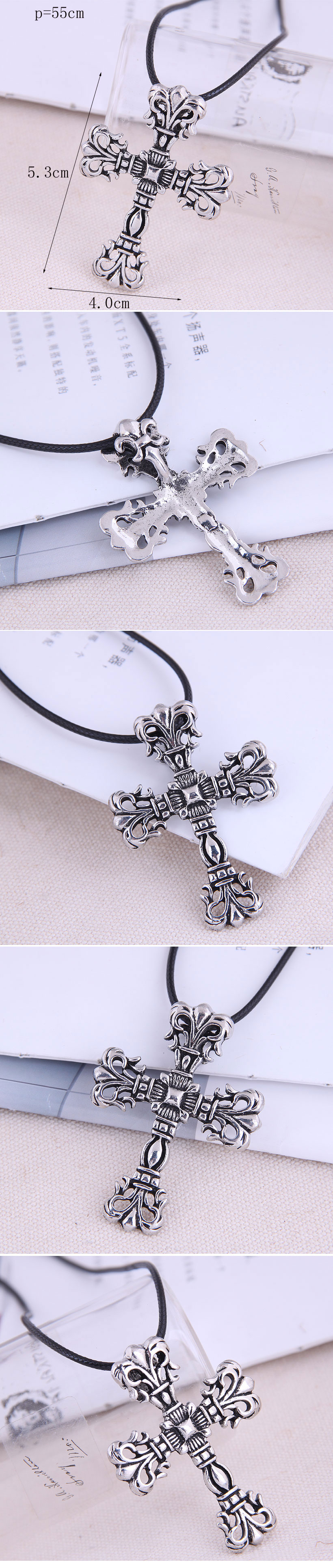 Vintage Style Cross Alloy Hollow Out Unisex Pendant Necklace 1 Piece display picture 1