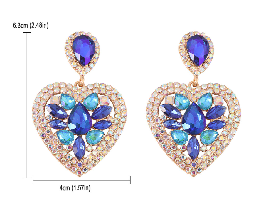 Fashion Water Droplets Heart Shape Alloy Inlay Rhinestone Earrings display picture 6