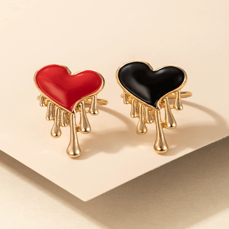 Fashion Heart Shape Alloy Enamel Women's Rings 2 Pieces display picture 3
