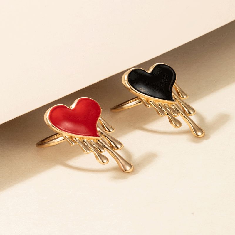 Fashion Heart Shape Alloy Enamel Women's Rings 2 Pieces display picture 2