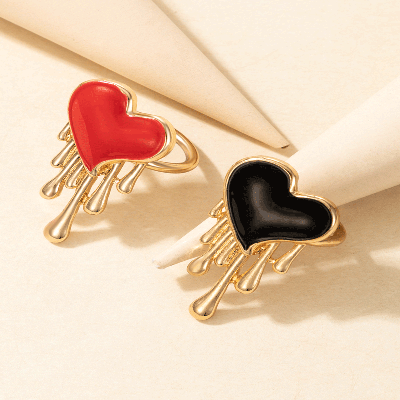 Fashion Heart Shape Alloy Enamel Women's Rings 2 Pieces display picture 4