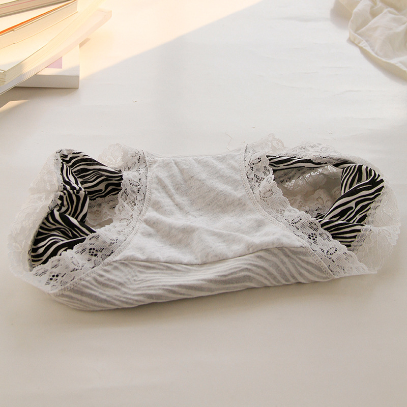 Stripe Cotton Spandex Modal Breathable Mid Waist Elastic Waist Briefs Panties display picture 1