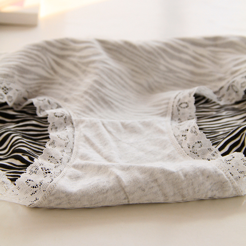 Stripe Cotton Spandex Modal Breathable Mid Waist Elastic Waist Briefs Panties display picture 2