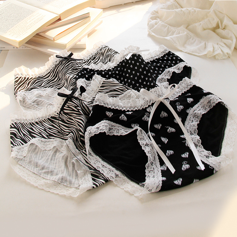 Stripe Cotton Spandex Modal Breathable Mid Waist Elastic Waist Briefs Panties display picture 3