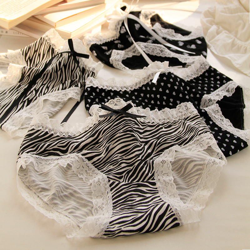 Stripe Cotton Spandex Modal Breathable Mid Waist Elastic Waist Briefs Panties display picture 4