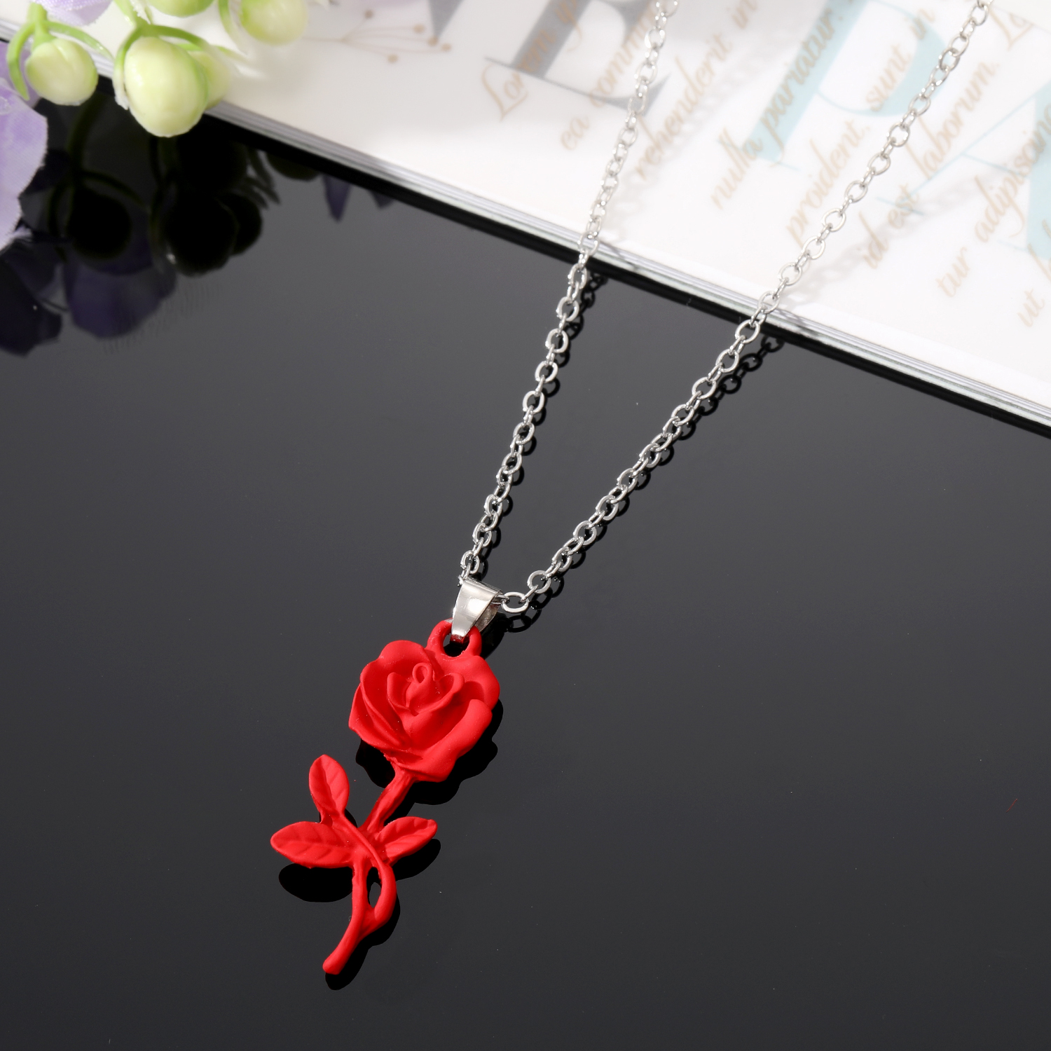 Retro Rose Alloy Stoving Varnish Alloy Women's Earrings Necklace 1 Pair display picture 5