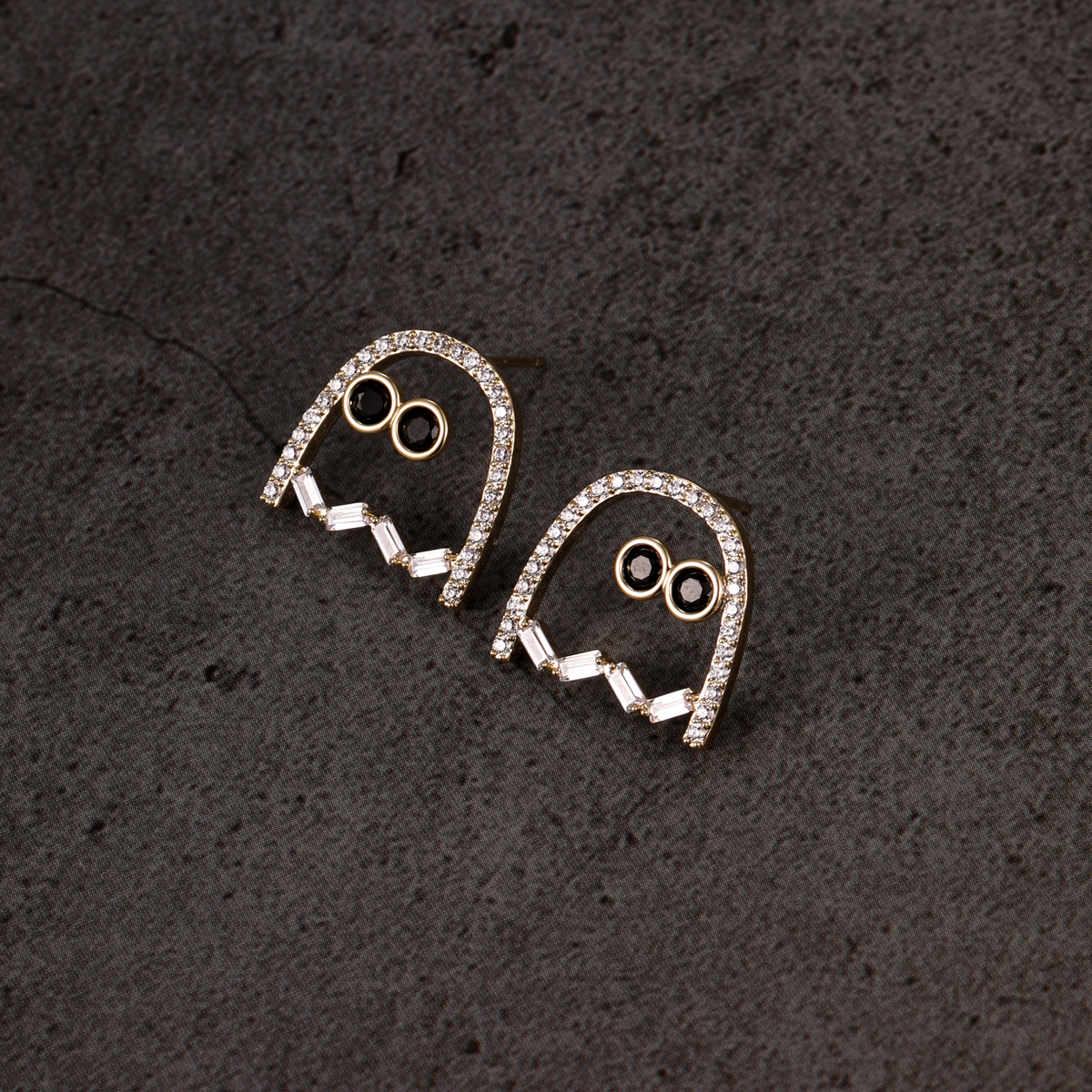 Funny Ghost Copper Gold Plated Zircon Ear Studs 1 Pair display picture 5