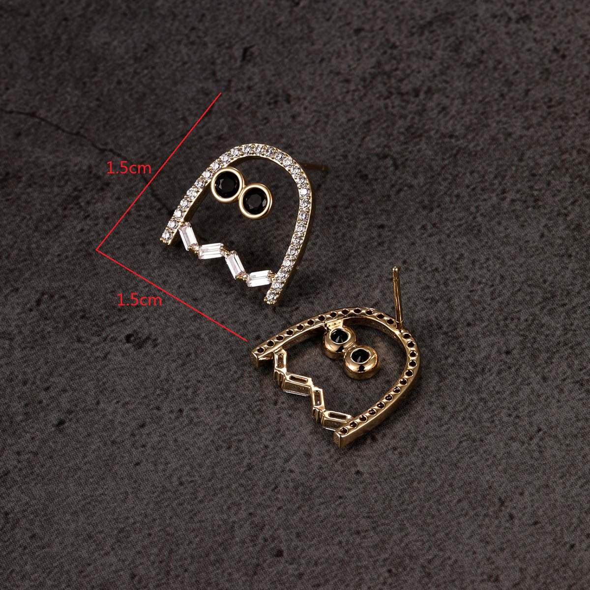 Funny Ghost Copper Gold Plated Zircon Ear Studs 1 Pair display picture 6