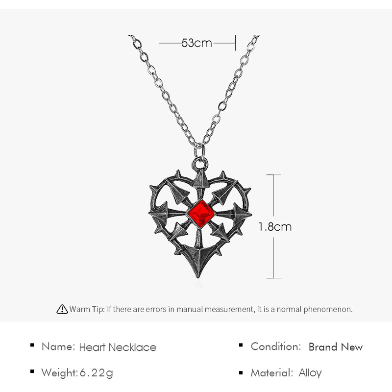 Gothic Heart Shape Alloy Hollow Out Artificial Gemstones Women's Pendant Necklace display picture 1