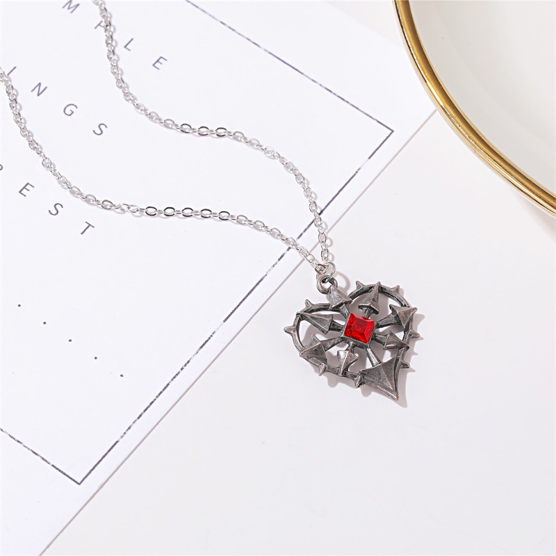 Gothic Heart Shape Alloy Hollow Out Artificial Gemstones Women's Pendant Necklace display picture 2