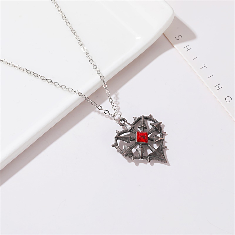 Gothic Heart Shape Alloy Hollow Out Artificial Gemstones Women's Pendant Necklace display picture 3