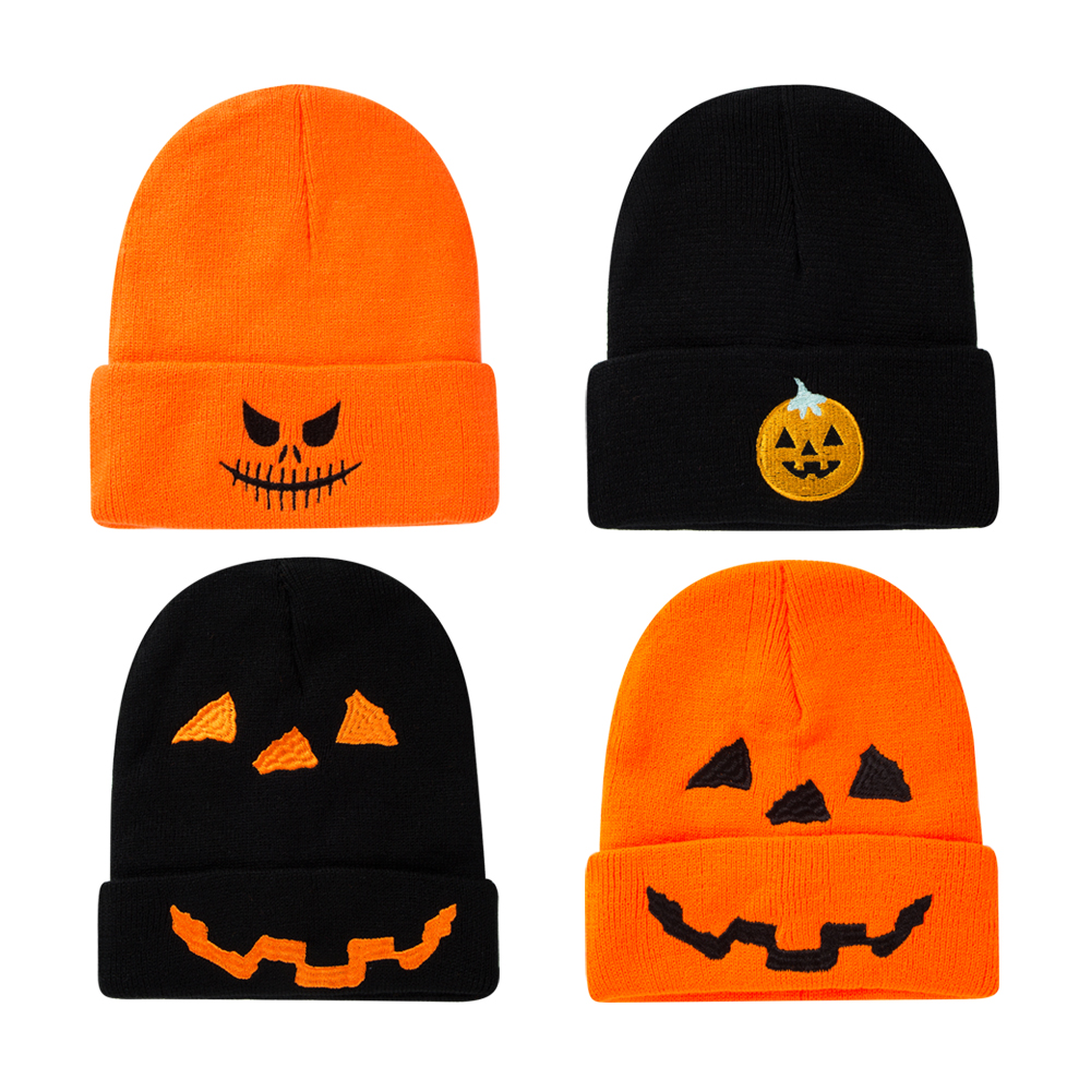 Unisex Fashion Pumpkin Grimace Embroidery Crimping Wool Cap display picture 3