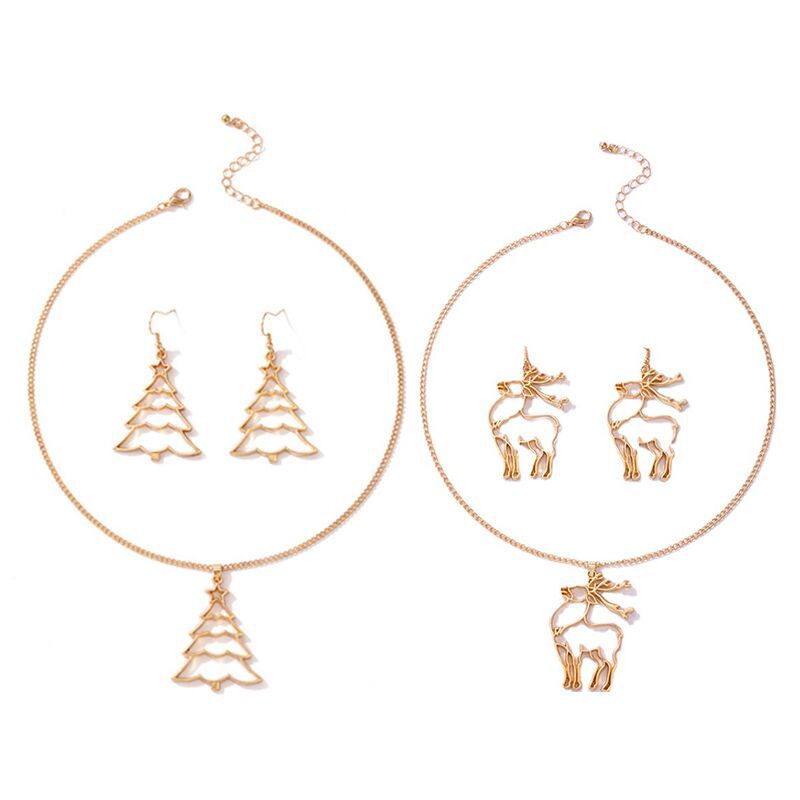 Cute Christmas Tree Elk Alloy Christmas Women's Earrings Necklace display picture 5