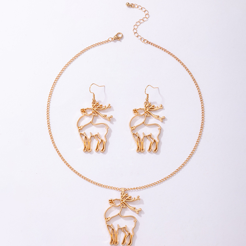 Cute Christmas Tree Elk Alloy Christmas Women's Earrings Necklace display picture 6