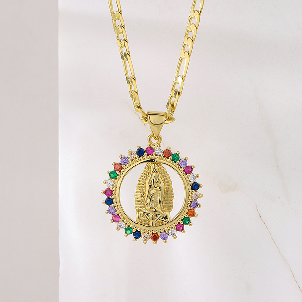 Fashion Human Copper Pendant Necklace Gold Plated Zircon Copper Necklaces display picture 4