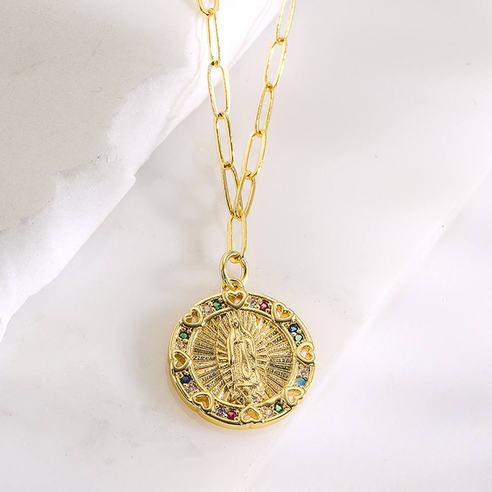 Fashion Human Copper Pendant Necklace Gold Plated Zircon Copper Necklaces display picture 2