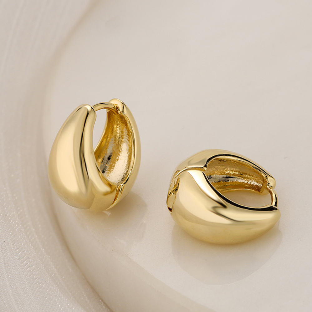 Mode Kreis Kupfer Reif Ohrringe Vergoldet Kupfer Ohrringe 1 Paar display picture 2