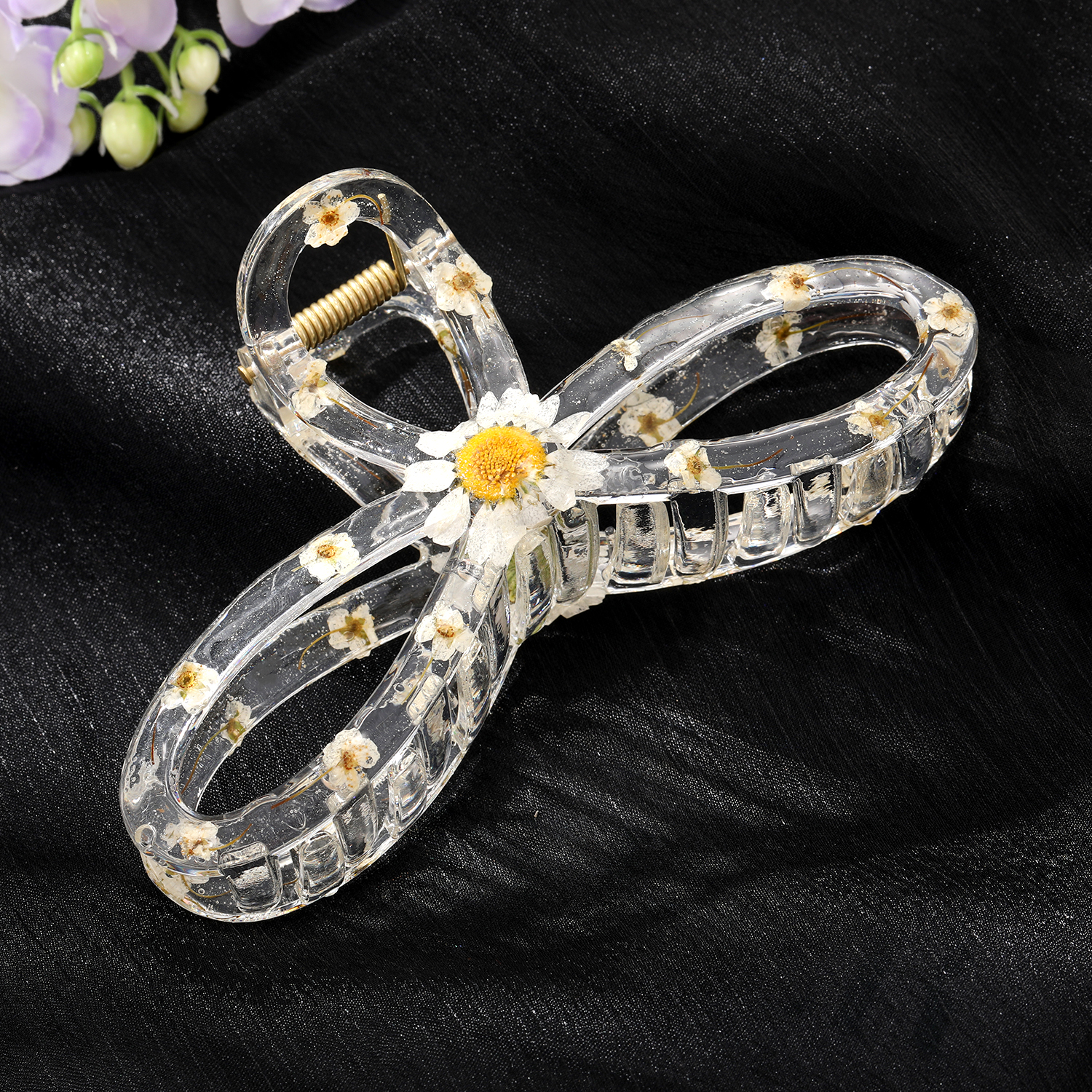 Style Simple Fleur Plastique Noeud Papillon Évider Griffes De Cheveux 1 Pièce display picture 4