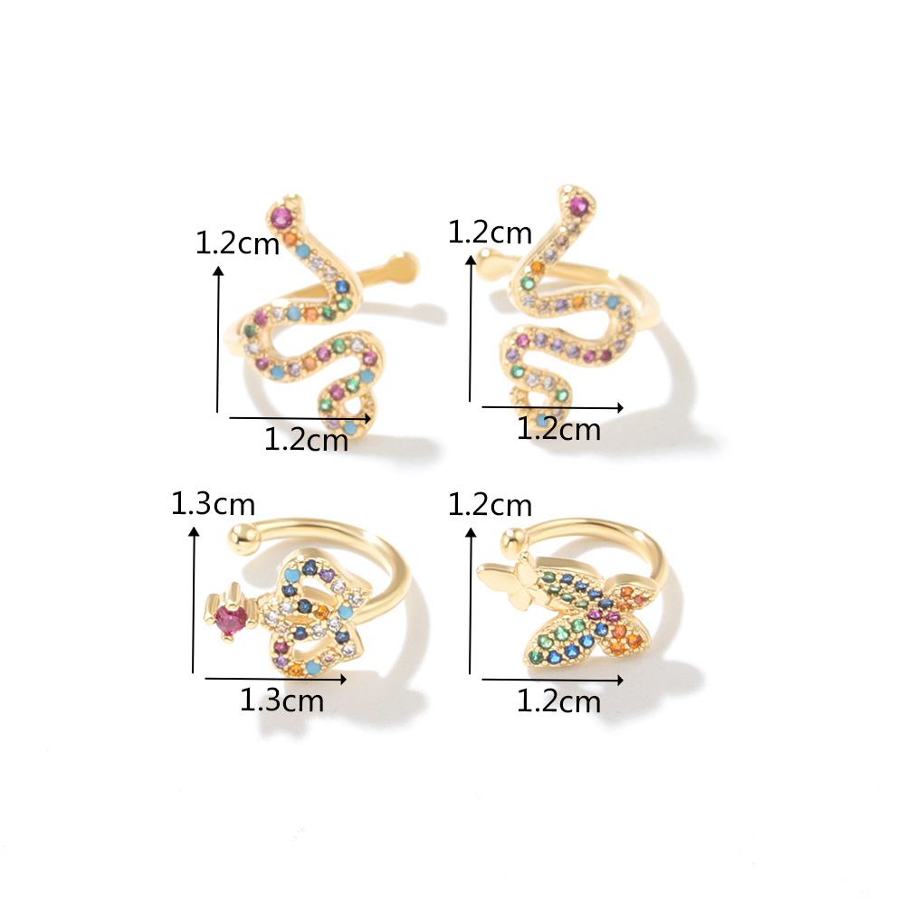 Fashion Crown Snake Butterfly Copper Plating Zircon Ear Clips 1 Piece display picture 1