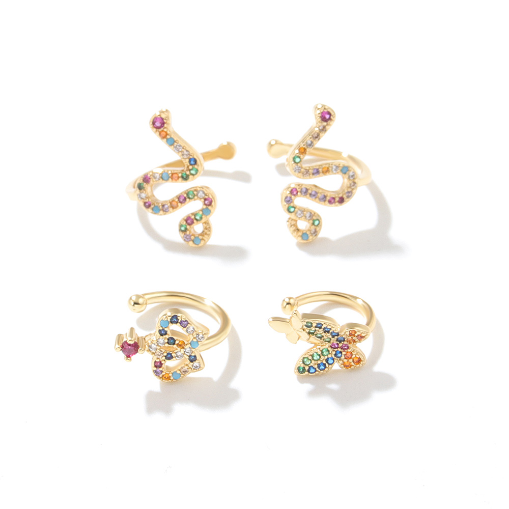 Fashion Crown Snake Butterfly Copper Plating Zircon Ear Clips 1 Piece display picture 3
