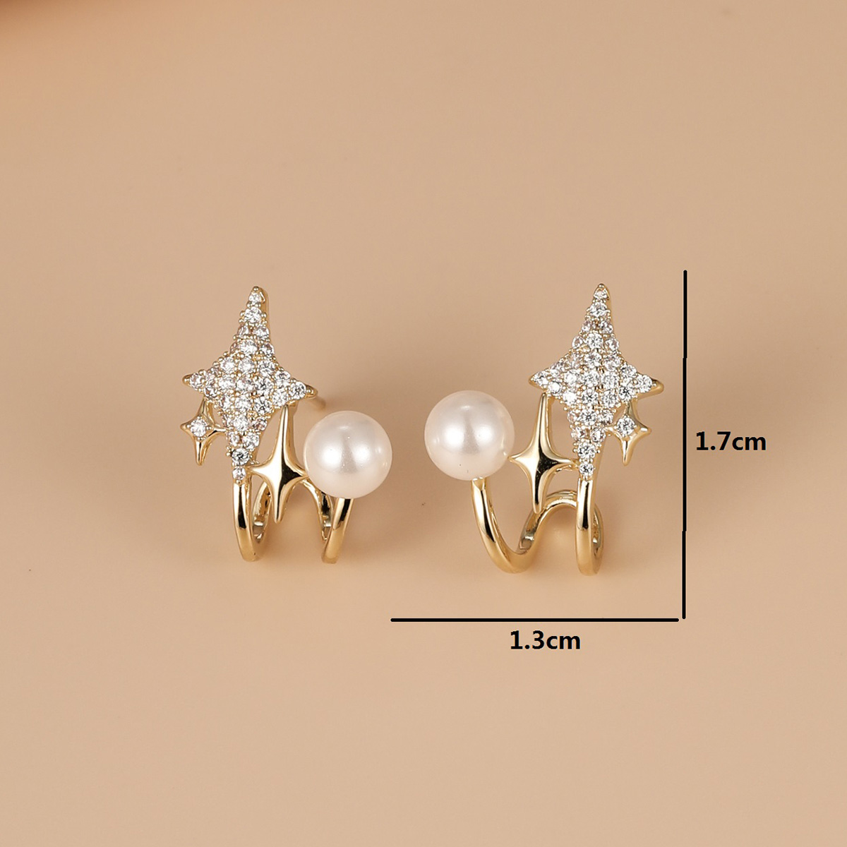 Fashion Star Copper Plating Zircon Ear Studs 1 Pair display picture 1