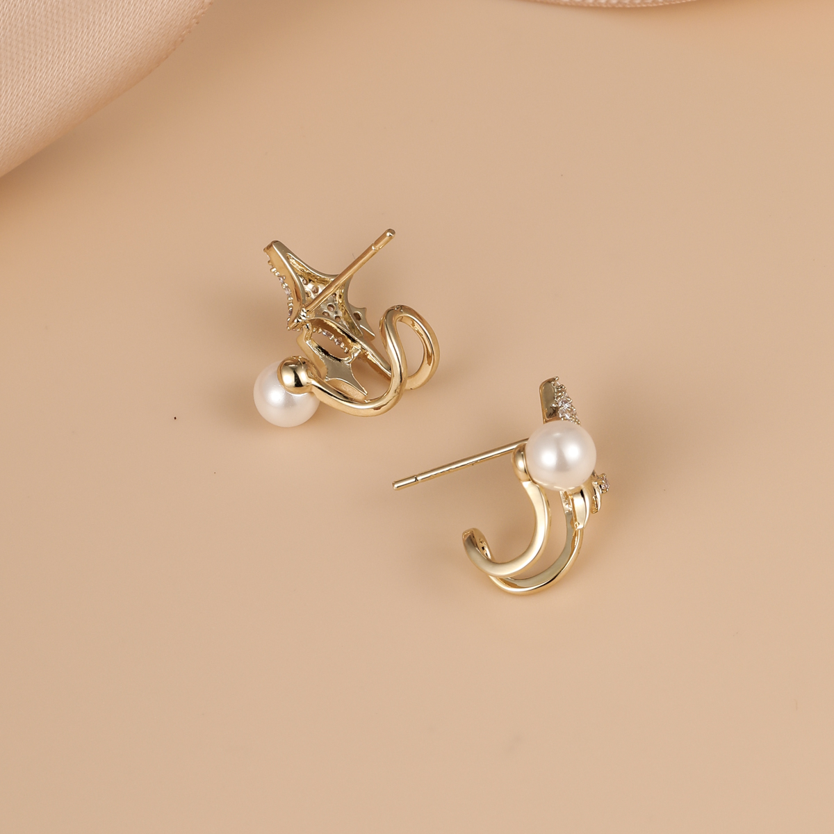 Fashion Star Copper Plating Zircon Ear Studs 1 Pair display picture 2