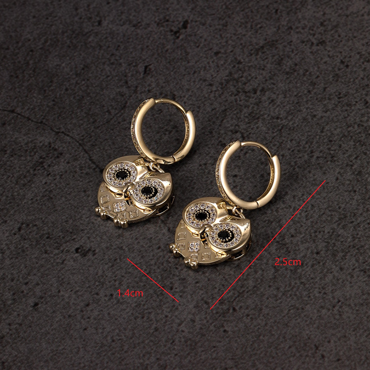 Fashion Owl Copper Gold Plated Zircon Drop Earrings 1 Pair display picture 2