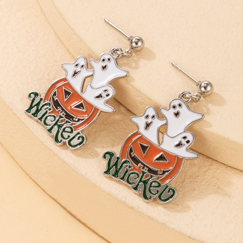 Cute Pumpkin Ghost Alloy Women's Drop Earrings 1 Pair display picture 4