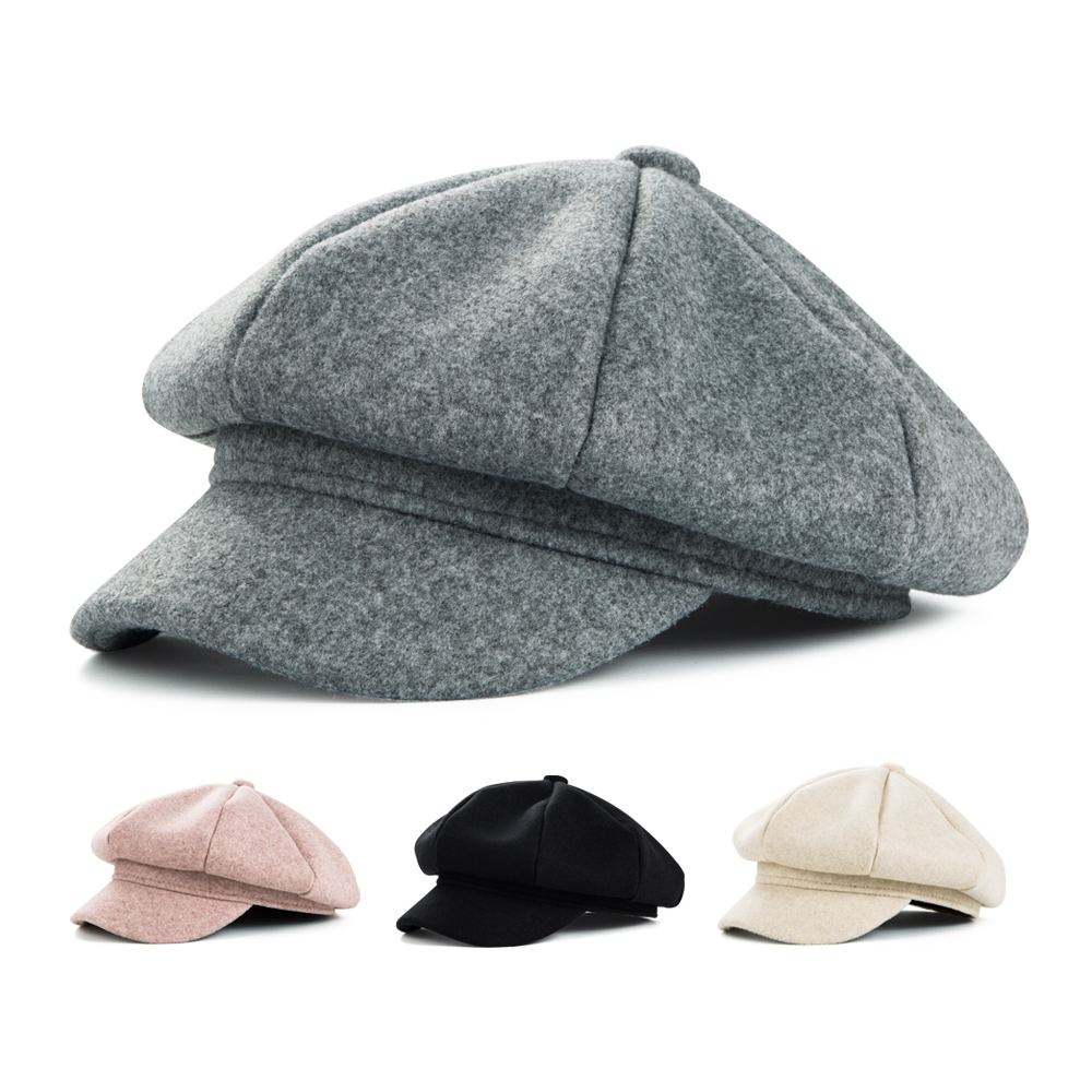 Women's Simple Style Solid Color Patchwork Curved Eaves Beret Hat display picture 6