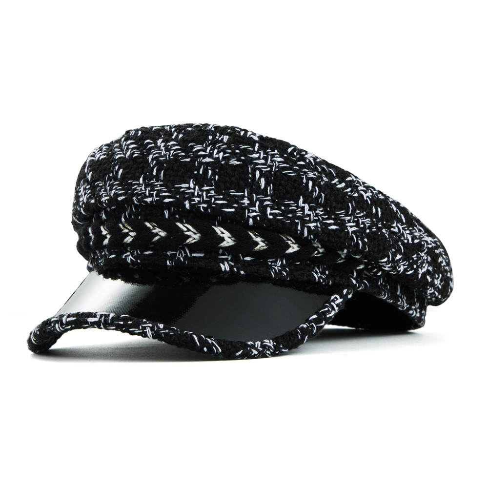 Women's Simple Style Lattice Braid Curved Eaves Beret Hat display picture 3