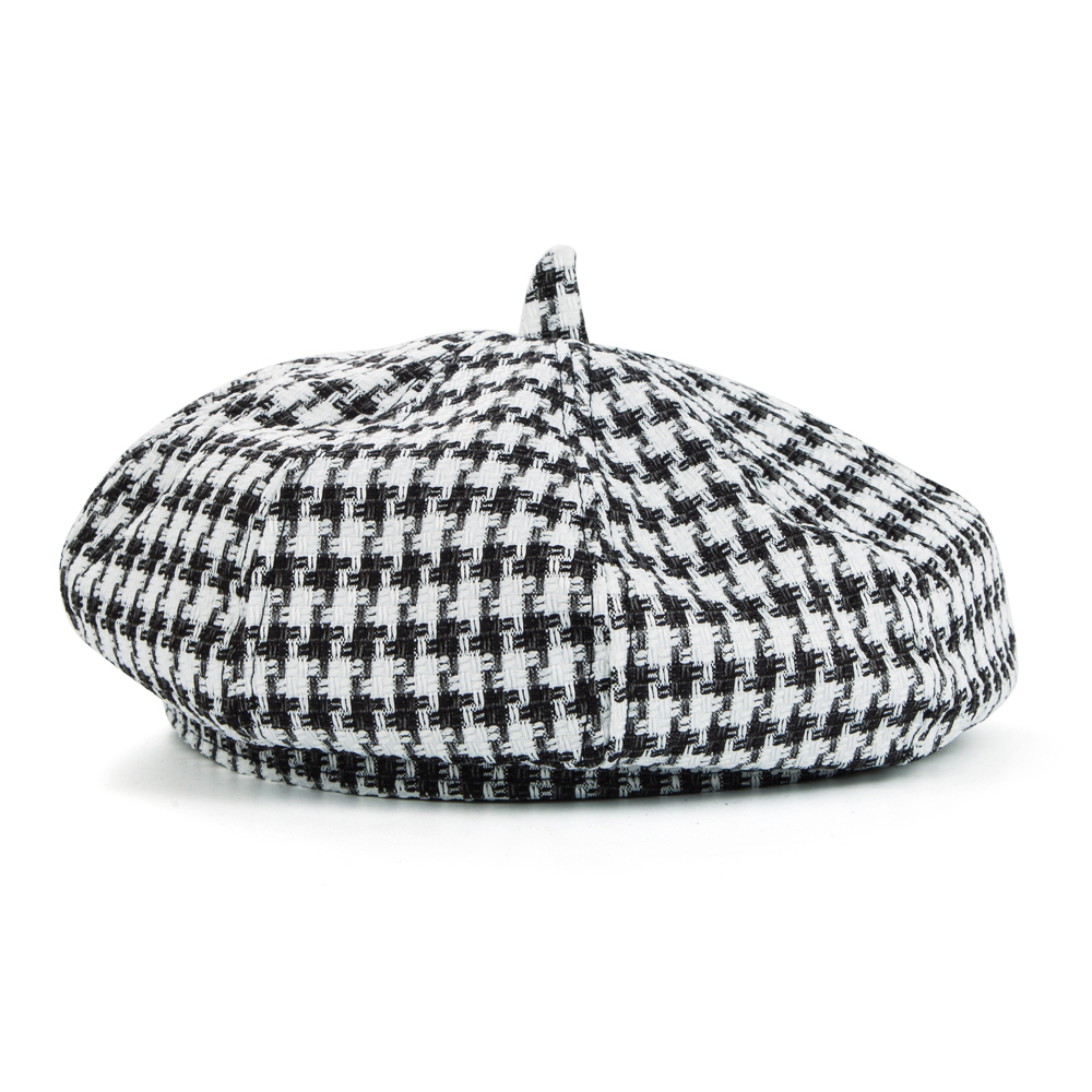 Women's Simple Style Houndstooth Stripe Eaveless Beret Hat display picture 3