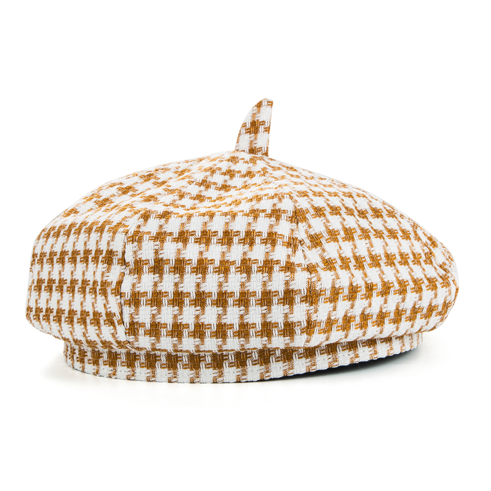 Women's Simple Style Houndstooth Stripe Eaveless Beret Hat display picture 2