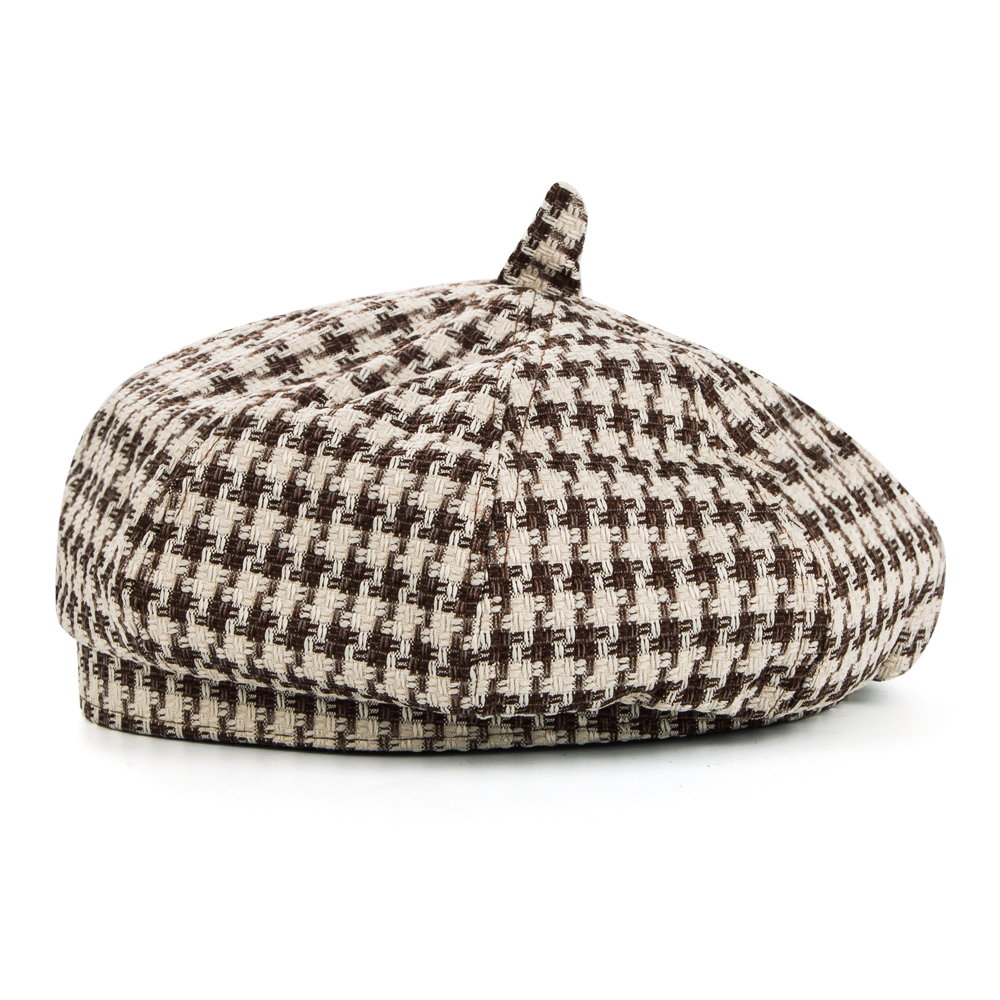 Women's Simple Style Houndstooth Stripe Eaveless Beret Hat display picture 5