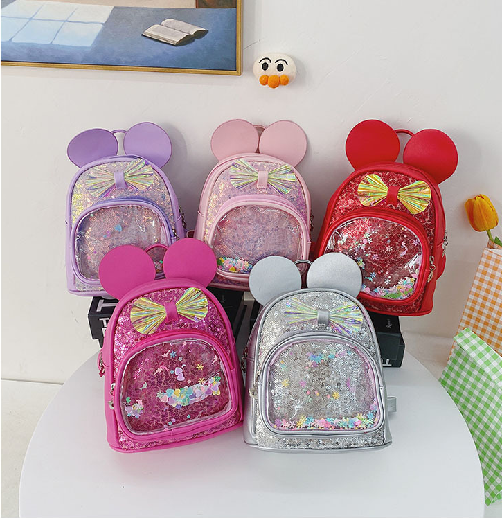 Cute Bow Knot Sequins Square Zipper Functional Backpack display picture 31