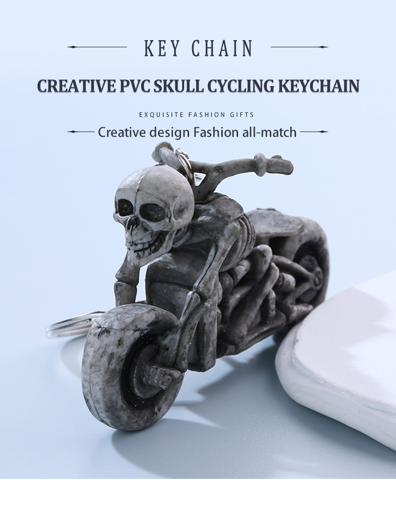 Punk Motorcycle Bicycle Skull Alloy Bag Pendant Keychain display picture 1