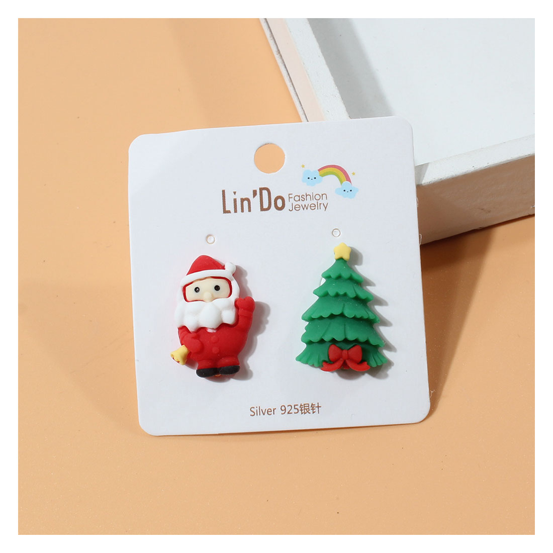 1 Pair Cute Santa Claus Alloy Ear Studs display picture 2