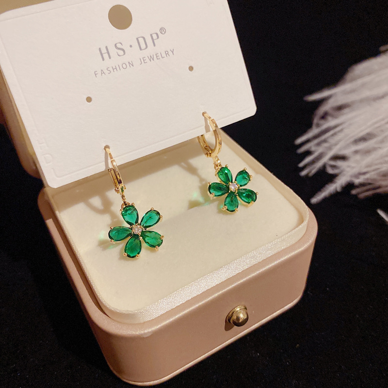 Simple Style Flower Alloy Inlay Zircon Drop Earrings display picture 3
