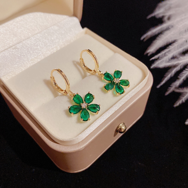 Simple Style Flower Alloy Inlay Zircon Drop Earrings display picture 5