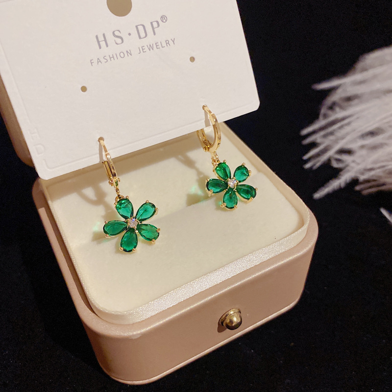 Simple Style Flower Alloy Inlay Zircon Drop Earrings display picture 2