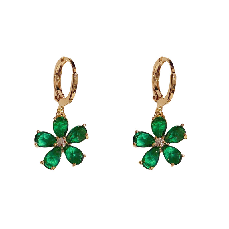 Simple Style Flower Alloy Inlay Zircon Drop Earrings display picture 7