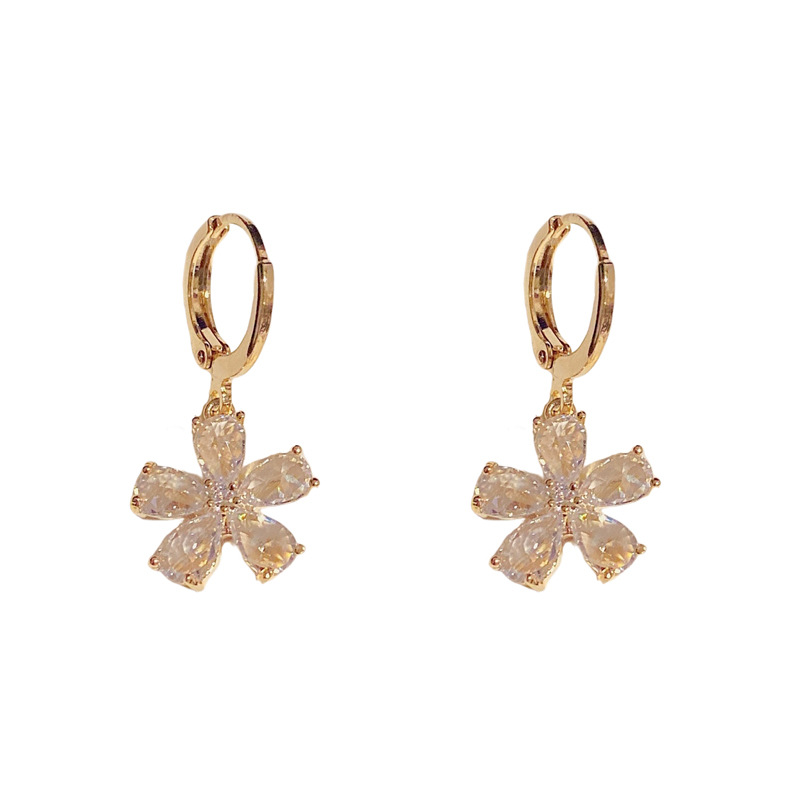 Simple Style Flower Alloy Inlay Zircon Drop Earrings display picture 8