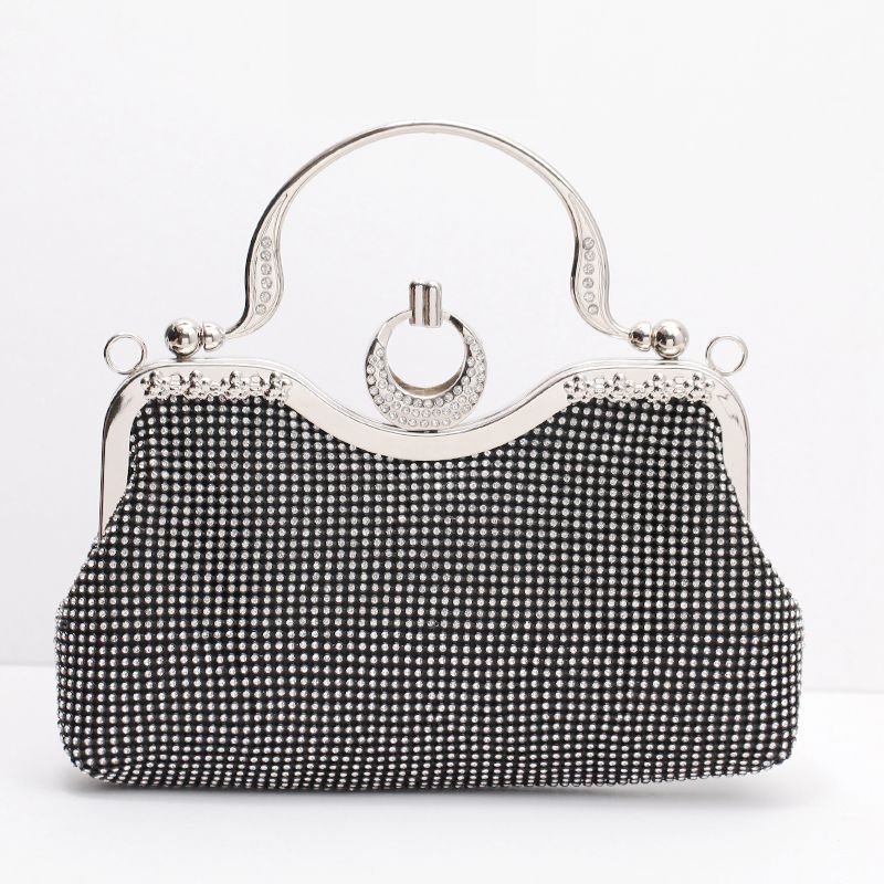 Women's Medium All Seasons Polyester Solid Color Fashion Sequins Rhinestone Square Buckle Handbag display picture 2